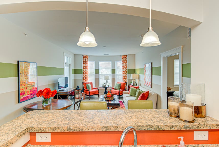 Dining room at model Indianapolis apartments